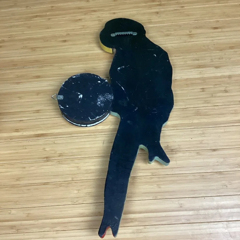 Vintage Wooden Parrot Thermometer Wall Hanging Non Working